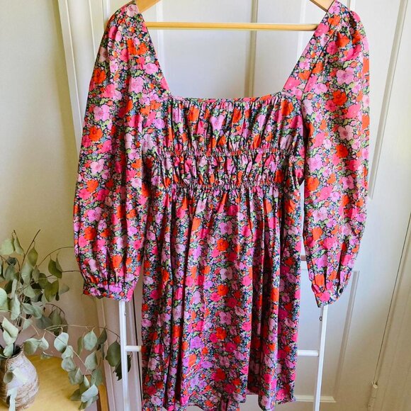 Jcrew x Liberty London Cinched-Waist Organic Cotton Mini Dress Size 6 - Picture 2 of 7
